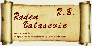 Raden Balašević vizit kartica